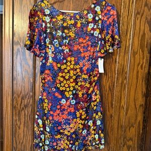 Anthropologie Blue Floral Mini Dress